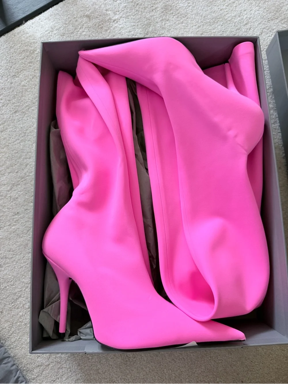 Balenciaga Knife Hot Pink Pointed Toe Stiletto Knee-High Boots size 39